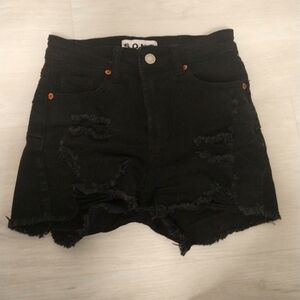 S.O.N.G Black Distressed Women's Jean Shorts